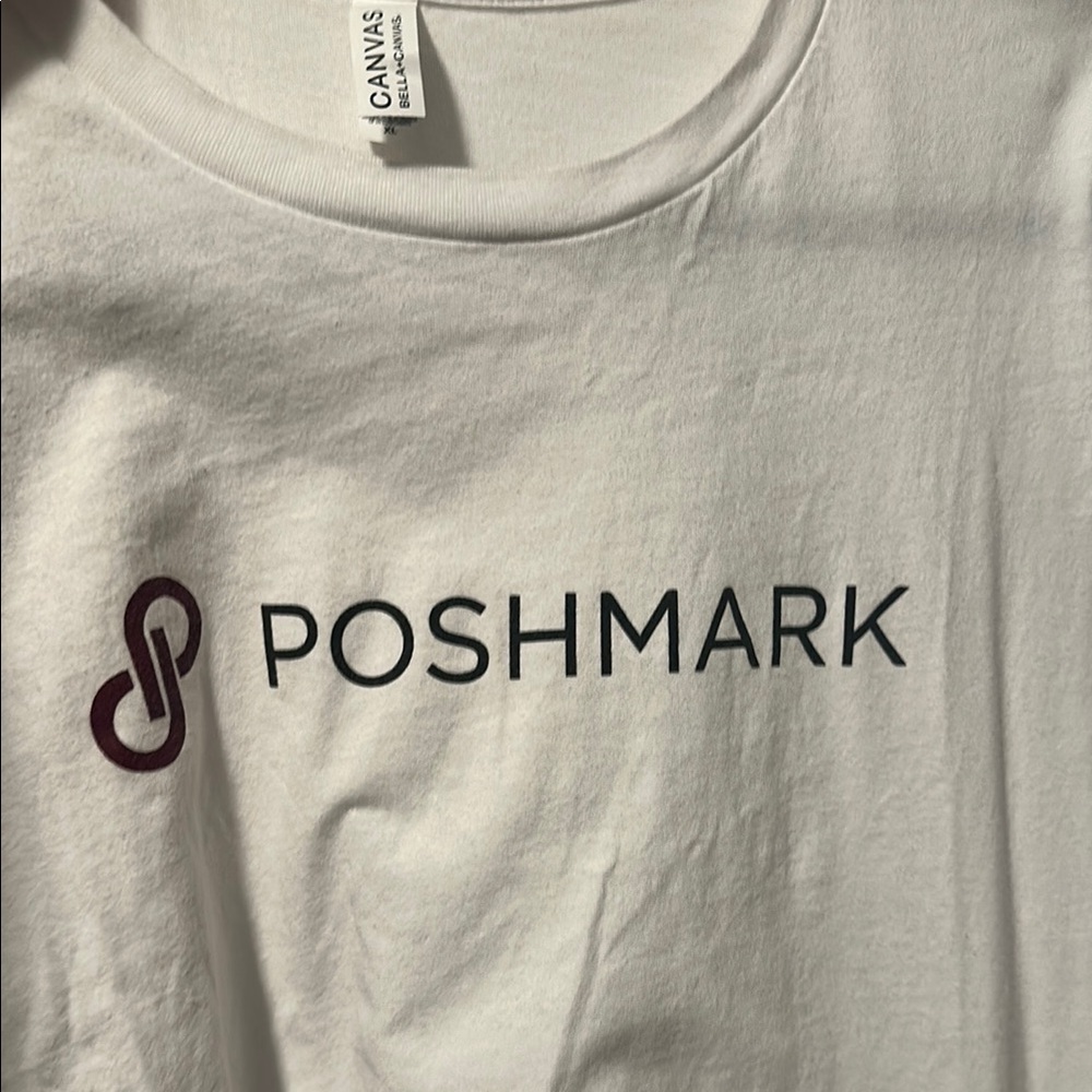Poshmark Logo Branded Poshswag White Short Sleeve Tee with Crew Neck - Picture 4 of 4
